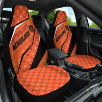 Netherlands Football Car Seat Cover Dynamic Diagonal Stripe With Tulip Floral Patterns