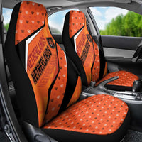 Netherlands Football Car Seat Cover Dynamic Diagonal Stripe With Tulip Floral Patterns