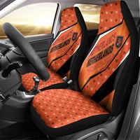 Netherlands Football Car Seat Cover Dynamic Diagonal Stripe With Tulip Floral Patterns