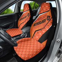 Netherlands Football Car Seat Cover Dynamic Diagonal Stripe With Tulip Floral Patterns