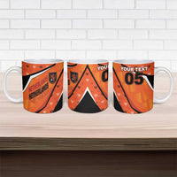 Custom Netherlands Football Ceramic Mug Dynamic Diagonal Stripe With Tulip Floral Patterns