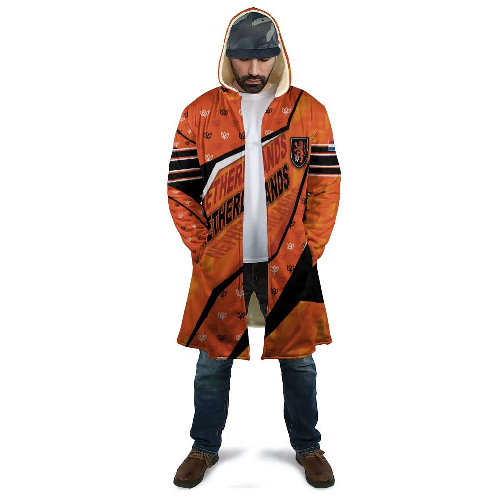 Custom Netherlands Football Cloak Dynamic Diagonal Stripe With Tulip Floral Patterns