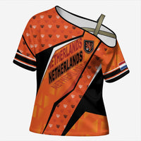 Custom Netherlands Football Cross Shoulder Shirt Dynamic Diagonal Stripe With Tulip Floral Patterns