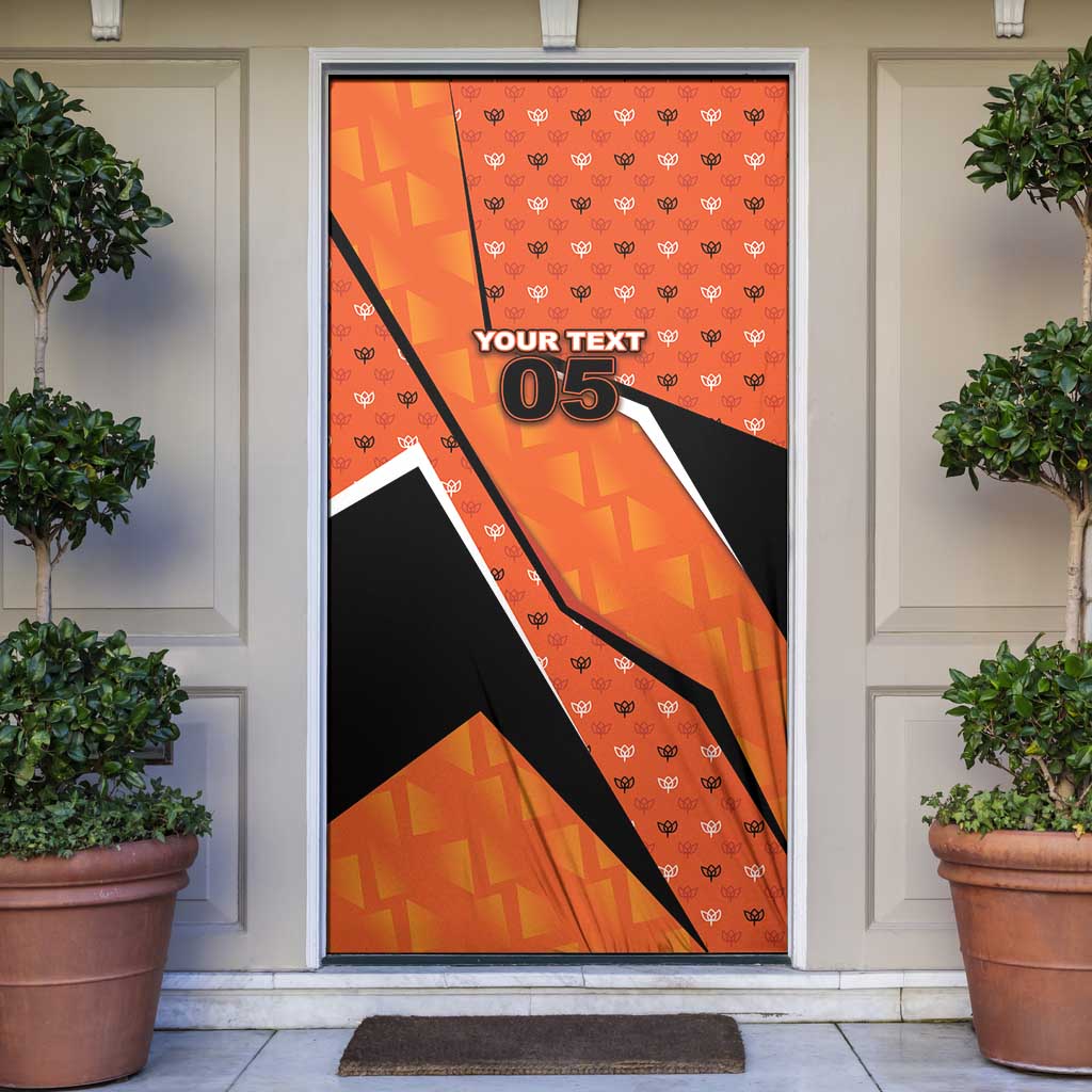 Custom Netherlands Football Door Cover Dynamic Diagonal Stripe With Tulip Floral Patterns