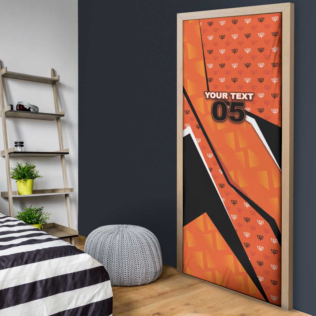 Custom Netherlands Football Door Cover Dynamic Diagonal Stripe With Tulip Floral Patterns
