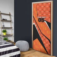 Custom Netherlands Football Door Cover Dynamic Diagonal Stripe With Tulip Floral Patterns
