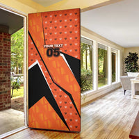 Custom Netherlands Football Door Cover Dynamic Diagonal Stripe With Tulip Floral Patterns
