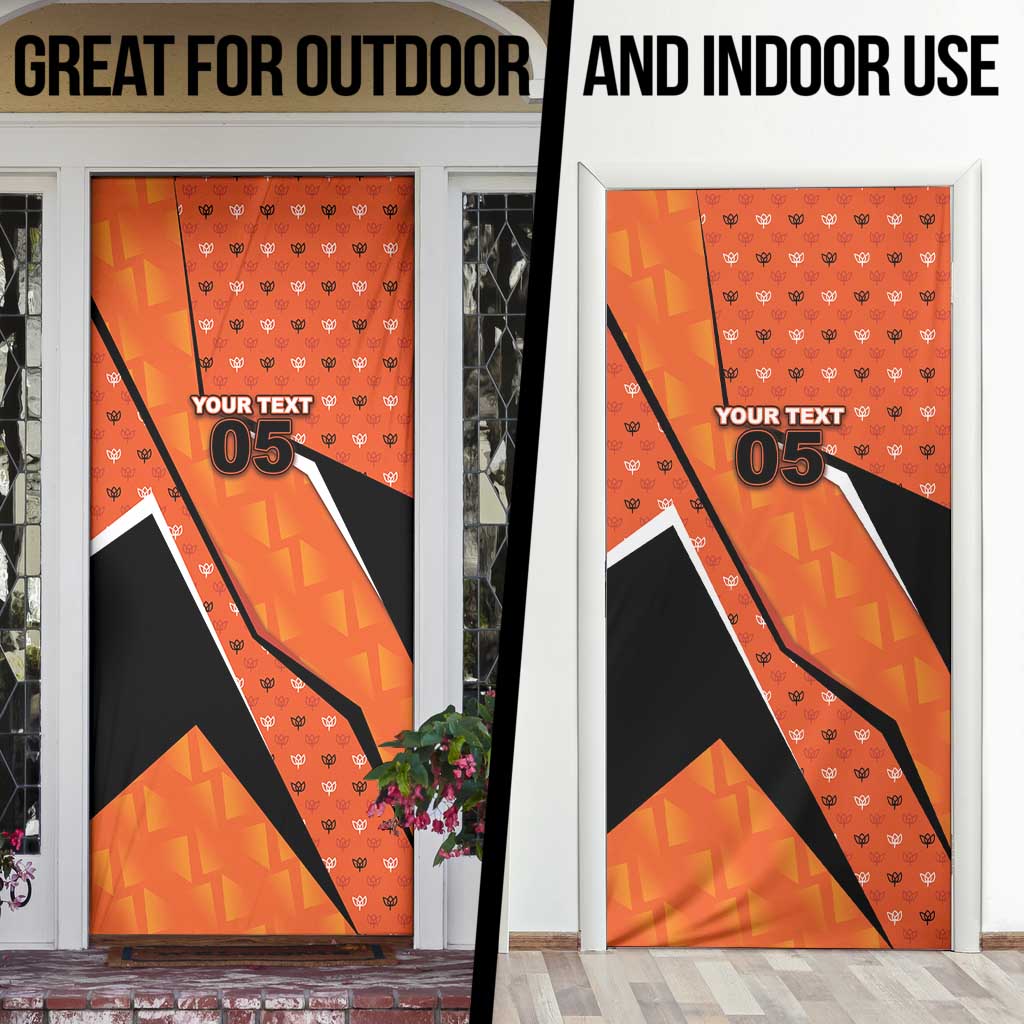 Custom Netherlands Football Door Cover Dynamic Diagonal Stripe With Tulip Floral Patterns