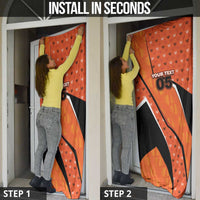 Custom Netherlands Football Door Cover Dynamic Diagonal Stripe With Tulip Floral Patterns