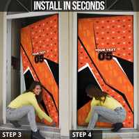 Custom Netherlands Football Door Cover Dynamic Diagonal Stripe With Tulip Floral Patterns