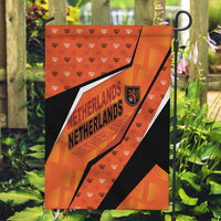 Netherlands Football Garden Flag Dynamic Diagonal Stripe With Tulip Floral Patterns