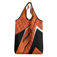 Netherlands Football Grocery Bag Dynamic Diagonal Stripe With Tulip Floral Patterns
