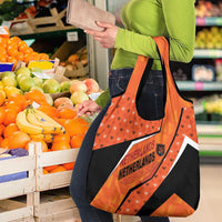 Netherlands Football Grocery Bag Dynamic Diagonal Stripe With Tulip Floral Patterns
