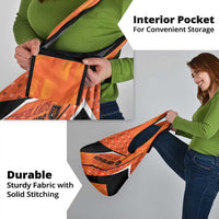 Netherlands Football Grocery Bag Dynamic Diagonal Stripe With Tulip Floral Patterns