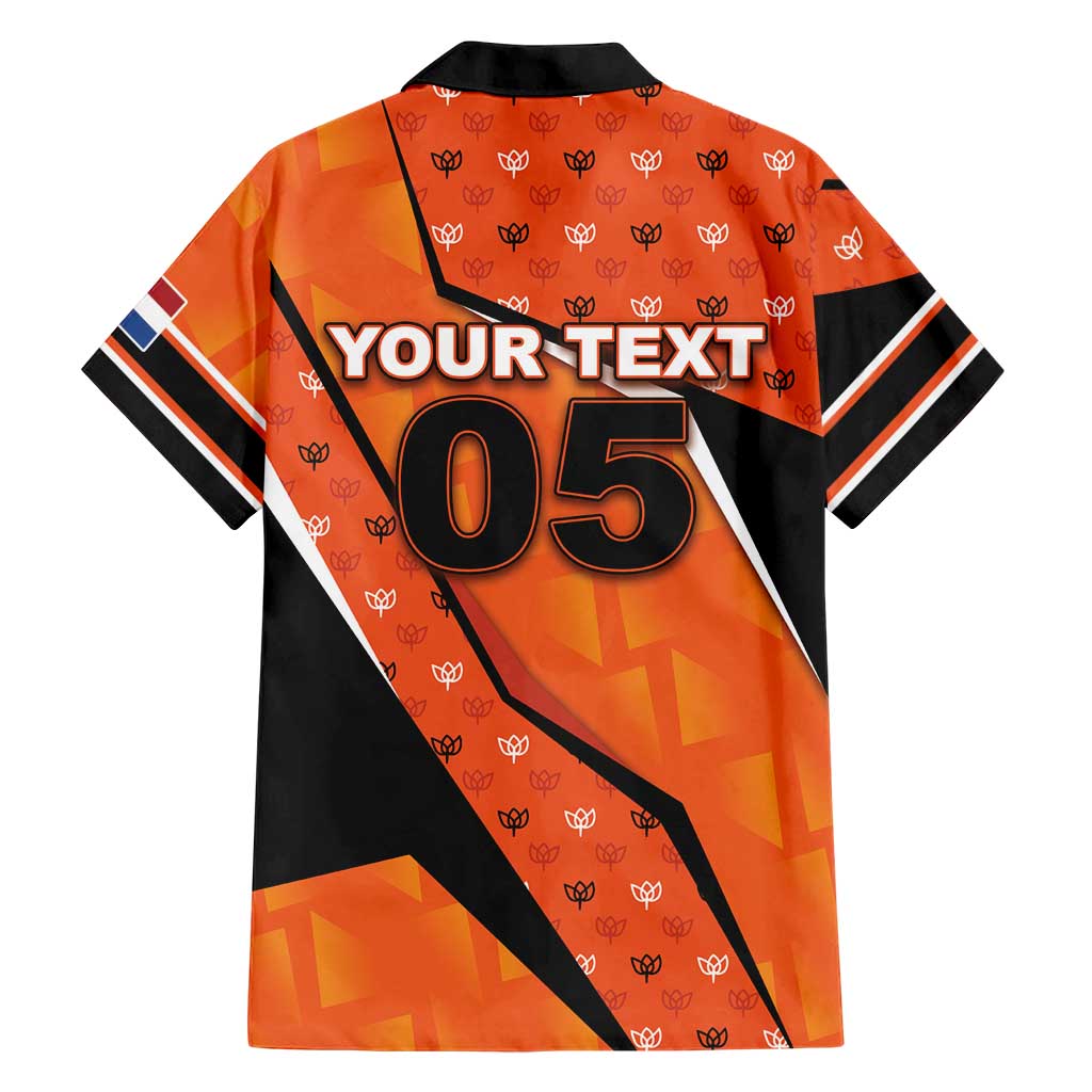 Custom Netherlands Football Hawaiian Shirt Dynamic Diagonal Stripe With Tulip Floral Patterns