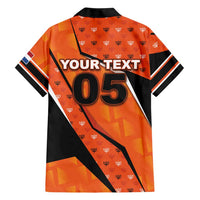 Custom Netherlands Football Hawaiian Shirt Dynamic Diagonal Stripe With Tulip Floral Patterns