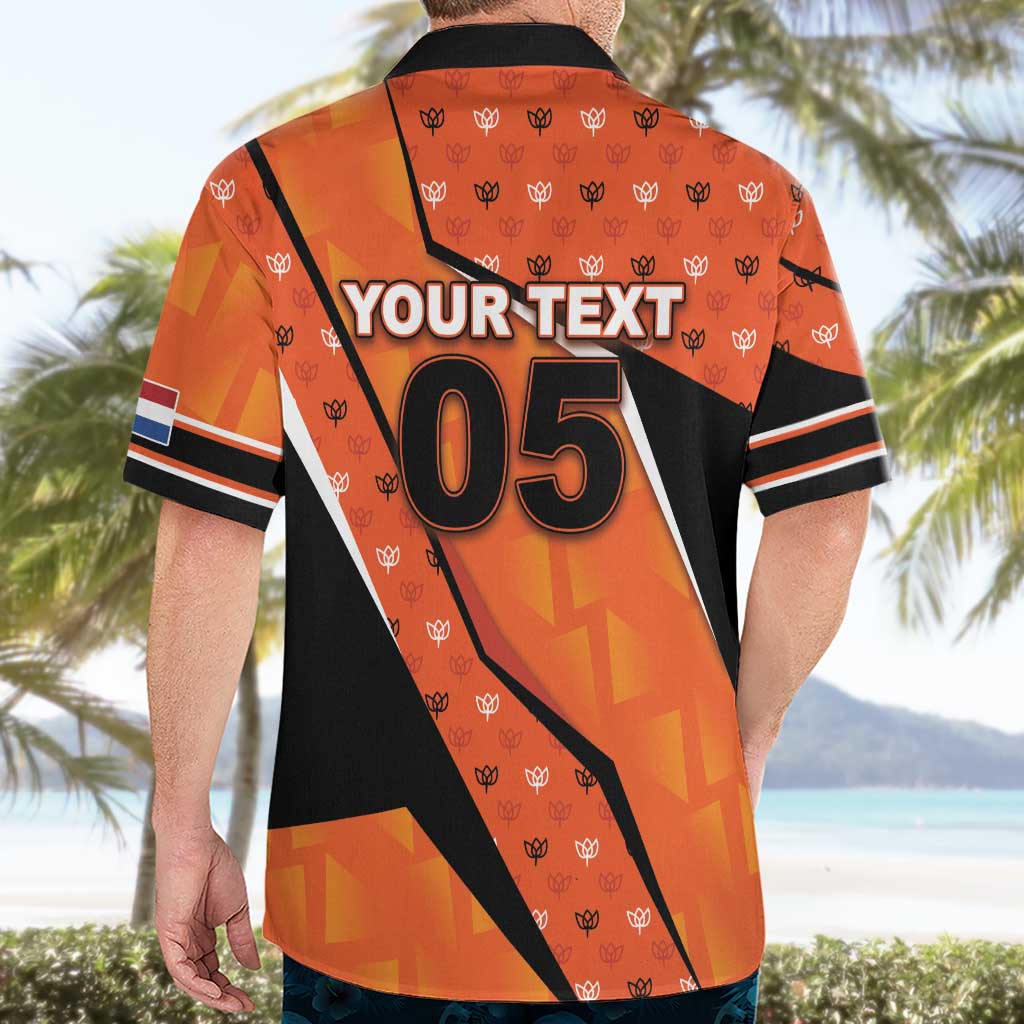 Custom Netherlands Football Hawaiian Shirt Dynamic Diagonal Stripe With Tulip Floral Patterns