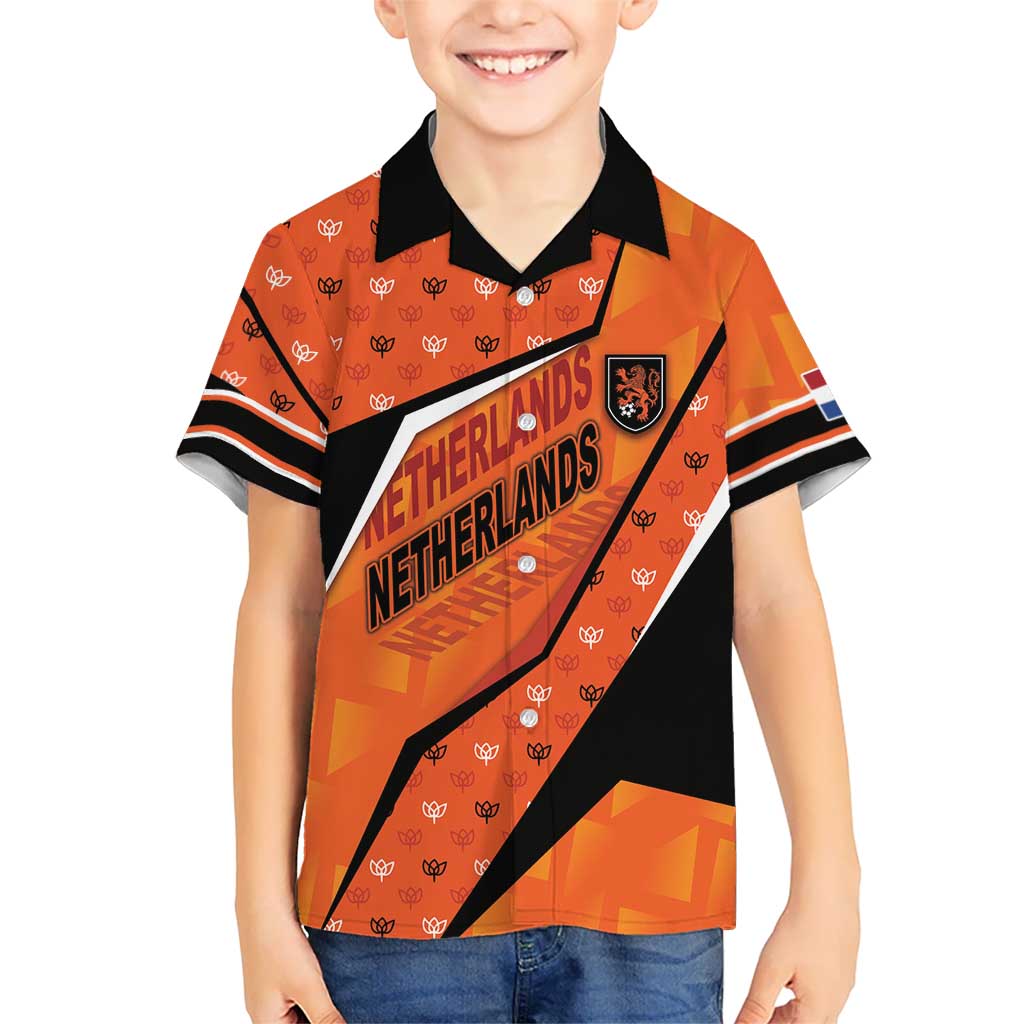 Custom Netherlands Football Hawaiian Shirt Dynamic Diagonal Stripe With Tulip Floral Patterns