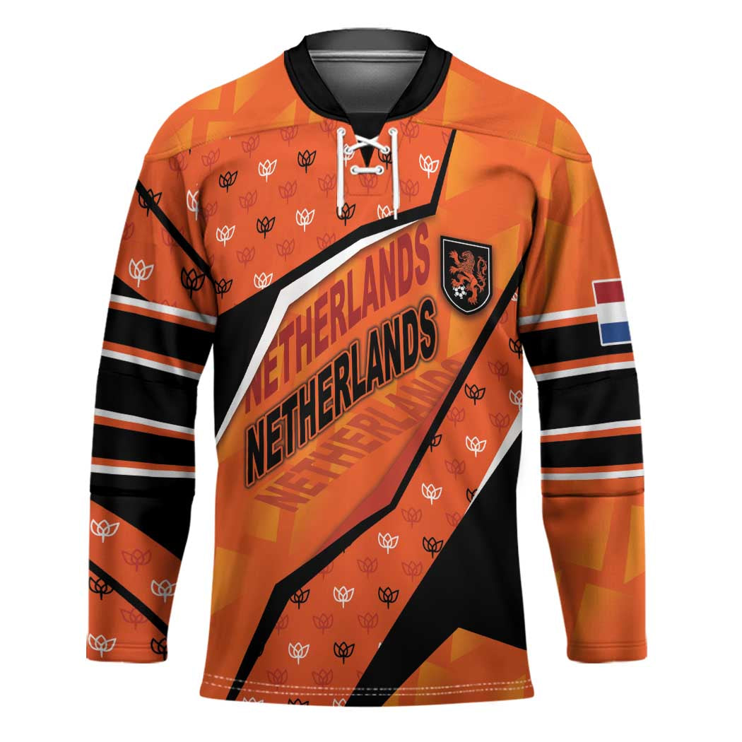 Custom Netherlands Football Hockey Jersey Dynamic Diagonal Stripe With Tulip Floral Patterns