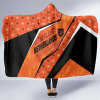 Netherlands Football Hooded Blanket Dynamic Diagonal Stripe With Tulip Floral Patterns
