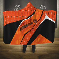 Netherlands Football Hooded Blanket Dynamic Diagonal Stripe With Tulip Floral Patterns