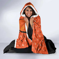 Netherlands Football Hooded Blanket Dynamic Diagonal Stripe With Tulip Floral Patterns