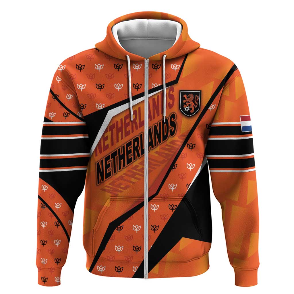 Custom Netherlands Football Hoodie Dynamic Diagonal Stripe With Tulip Floral Patterns
