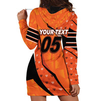 Custom Netherlands Football Hoodie Dress Dynamic Diagonal Stripe With Tulip Floral Patterns
