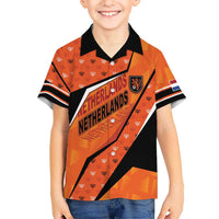Custom Netherlands Football Kid Hawaiian Shirt Dynamic Diagonal Stripe With Tulip Floral Patterns