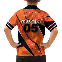 Custom Netherlands Football Kid Hawaiian Shirt Dynamic Diagonal Stripe With Tulip Floral Patterns