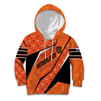 Custom Netherlands Football Kid Hoodie Dynamic Diagonal Stripe With Tulip Floral Patterns