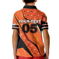 Custom Netherlands Football Kid Polo Shirt Dynamic Diagonal Stripe With Tulip Floral Patterns