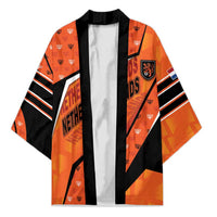 Custom Netherlands Football Kimono Dynamic Diagonal Stripe With Tulip Floral Patterns