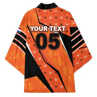 Custom Netherlands Football Kimono Dynamic Diagonal Stripe With Tulip Floral Patterns