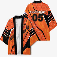 Custom Netherlands Football Kimono Dynamic Diagonal Stripe With Tulip Floral Patterns