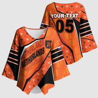 Custom Netherlands Football Kimono Sleeve Blouse Dynamic Diagonal Stripe With Tulip Floral Patterns