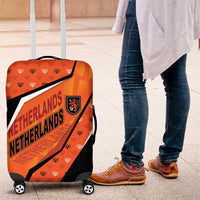 Netherlands Football Luggage Cover Dynamic Diagonal Stripe With Tulip Floral Patterns