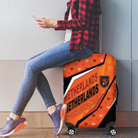 Netherlands Football Luggage Cover Dynamic Diagonal Stripe With Tulip Floral Patterns