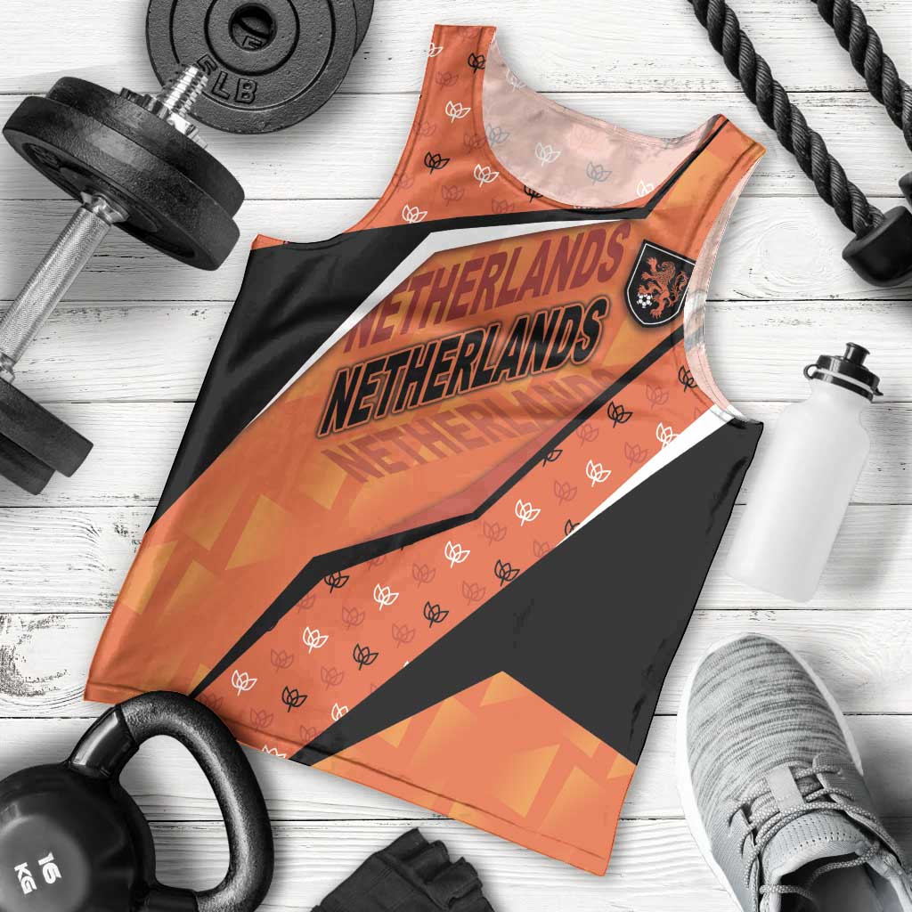 Custom Netherlands Football Men Tank Top Dynamic Diagonal Stripe With Tulip Floral Patterns