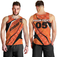 Custom Netherlands Football Men Tank Top Dynamic Diagonal Stripe With Tulip Floral Patterns
