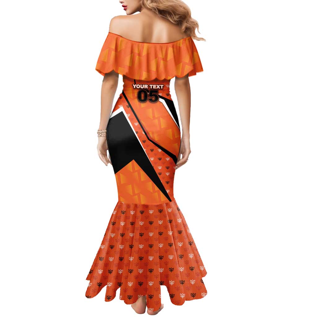 Custom Netherlands Football Mermaid Dress Dynamic Diagonal Stripe With Tulip Floral Patterns