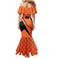 Custom Netherlands Football Mermaid Dress Dynamic Diagonal Stripe With Tulip Floral Patterns