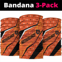 Netherlands Football Neck Gaiter Dynamic Diagonal Stripe With Tulip Floral Patterns