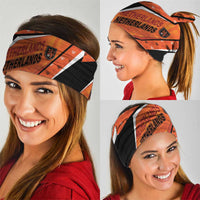 Netherlands Football Neck Gaiter Dynamic Diagonal Stripe With Tulip Floral Patterns