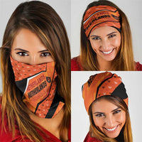 Netherlands Football Neck Gaiter Dynamic Diagonal Stripe With Tulip Floral Patterns