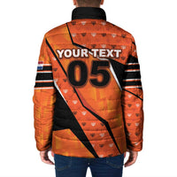 Custom Netherlands Football Padded Jacket Dynamic Diagonal Stripe With Tulip Floral Patterns