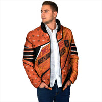 Custom Netherlands Football Padded Jacket Dynamic Diagonal Stripe With Tulip Floral Patterns