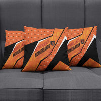 Netherlands Football Pillow Cover Dynamic Diagonal Stripe With Tulip Floral Patterns