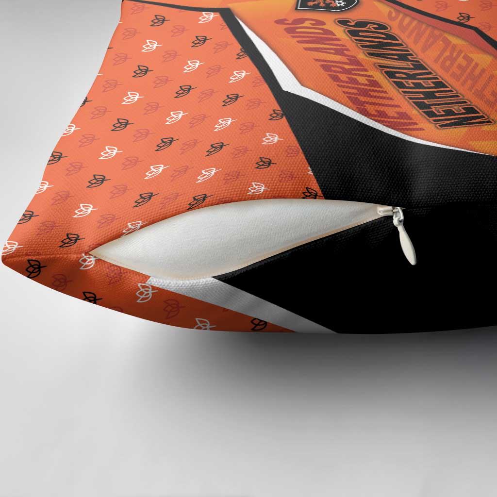 Netherlands Football Pillow Cover Dynamic Diagonal Stripe With Tulip Floral Patterns