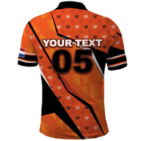 Custom Netherlands Football Polo Shirt Dynamic Diagonal Stripe With Tulip Floral Patterns